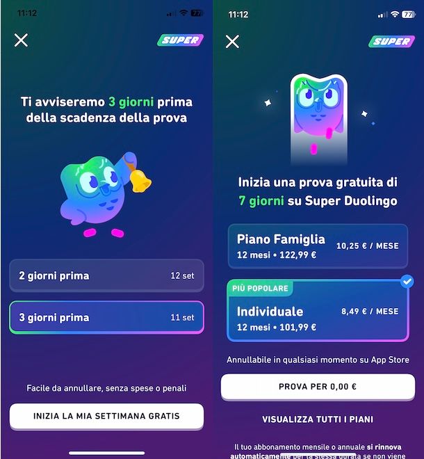 Prova gratuita Duolingo Super