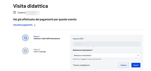 Dati intestatario Pago in Rete