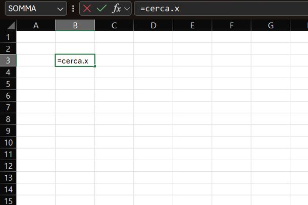 Scrivere la formula CERCA.X nella cella Windows