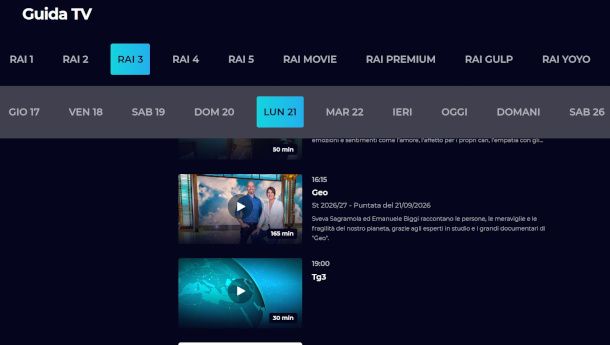 interfaccia RaiPlay