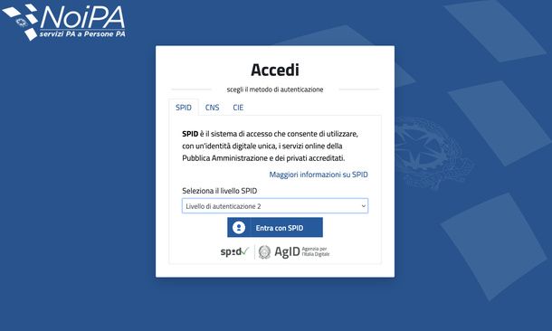Accedere a NoiPA con SPID da computer