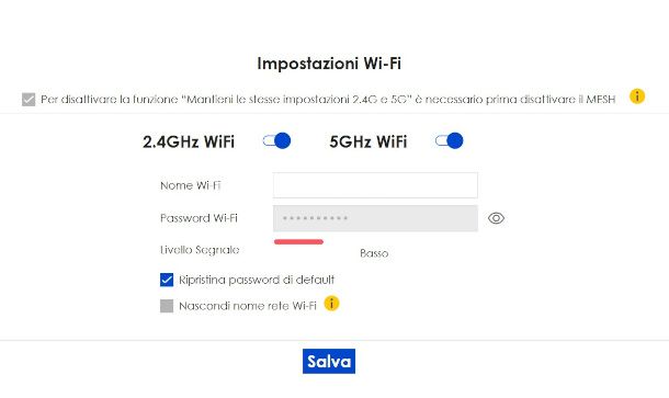 impostazioni Wi-fi router