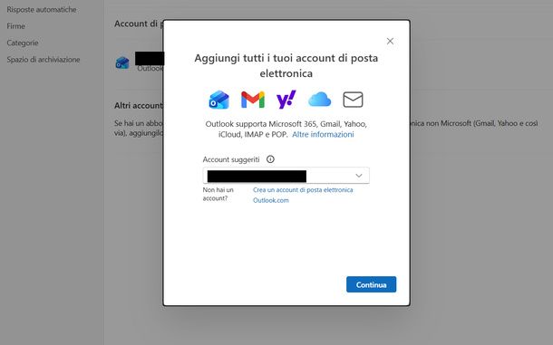 Aggiungere account Google a Outlook Windows