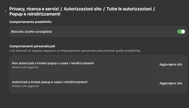 Bloccare i popup su Microsoft Edge