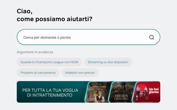 Consultare FAQ Centro Assistenza NOW PC