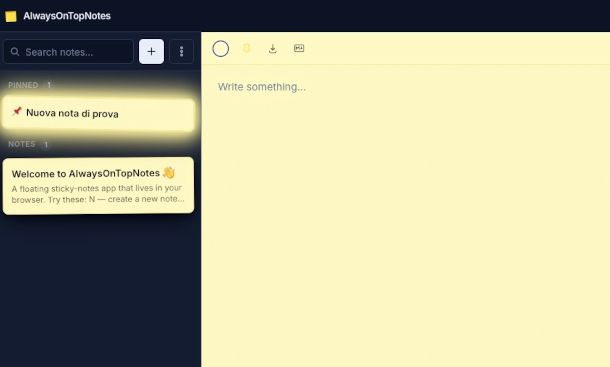 finestra Web app AlwaysOnTopNotes