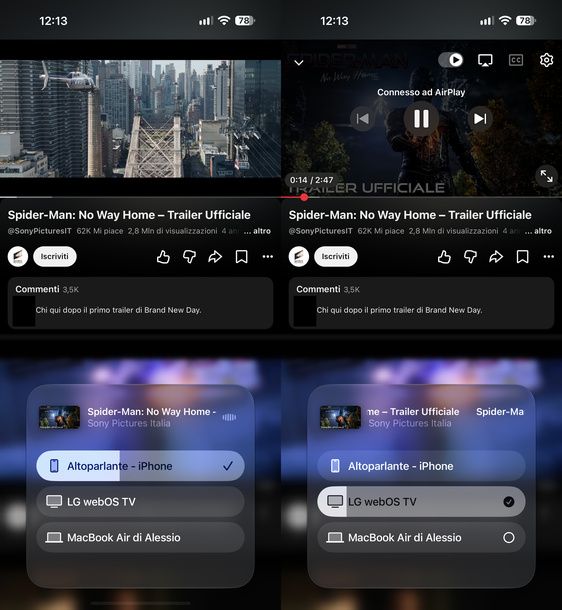 Attivare AirPlay da app streaming iPhone