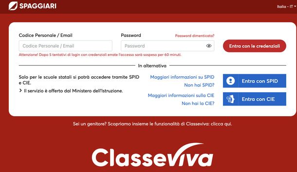 Accedere a ClasseViva Studenti PC