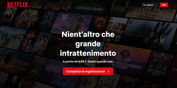 Registrazione Netflix