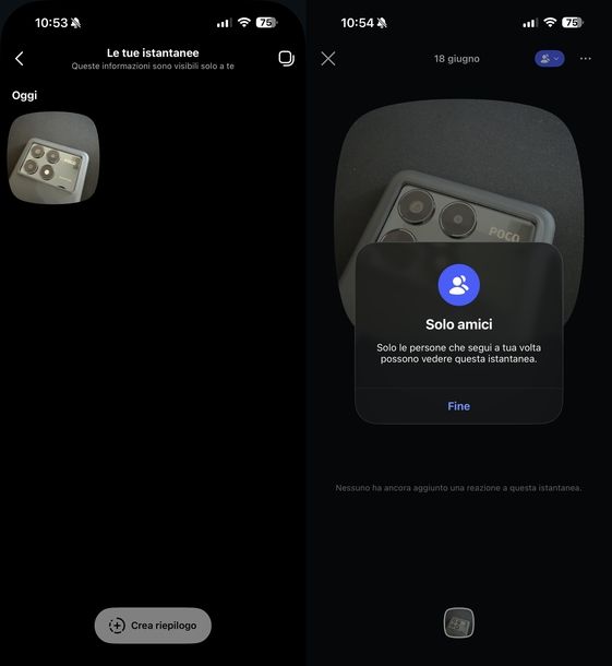Eliminare istantanea attiva su Instagram