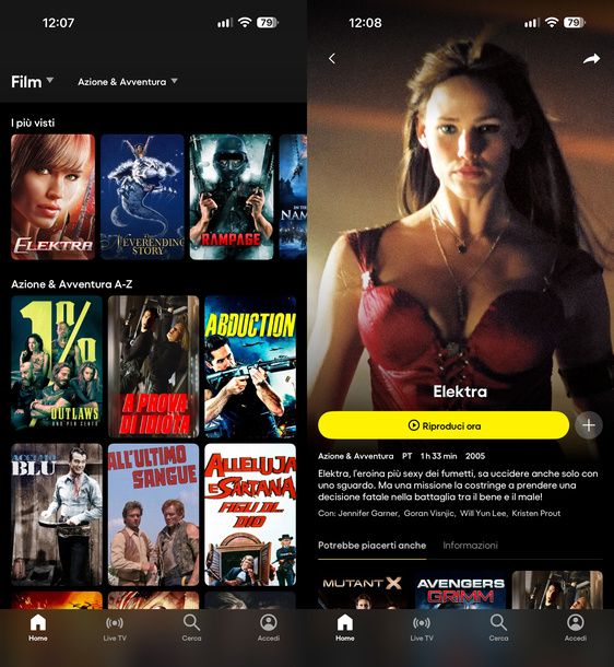 Sfogliare il catalogo film di Pluto TV iPhone