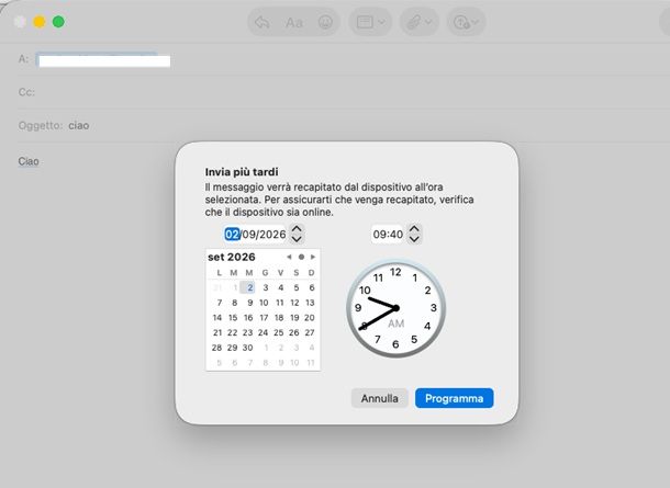 invio programmato email apple