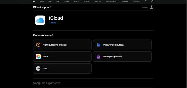 assistenza icloud