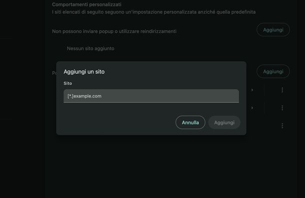 Aggiungere un'eccezione ai popup su Chrome