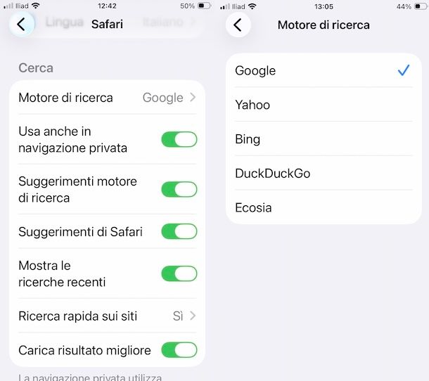 Impostazioni Safari
