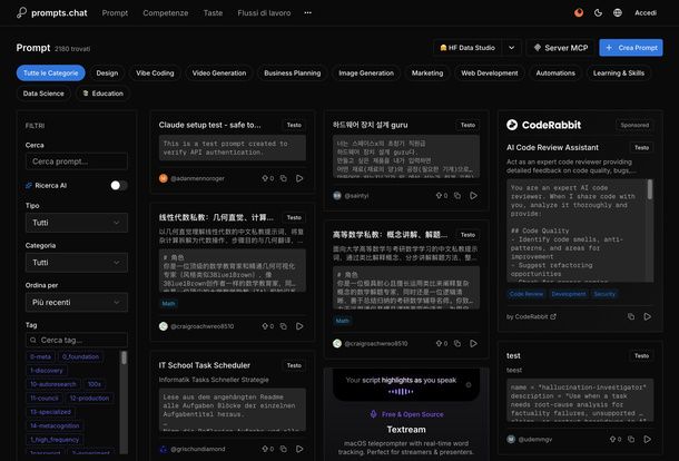 Sfogliare la libreria di prompt prompts.chat PC