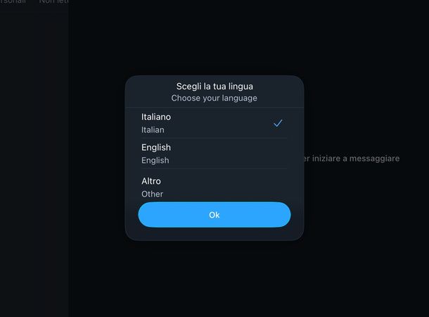 Completare il primo accesso a Telegram su macOS