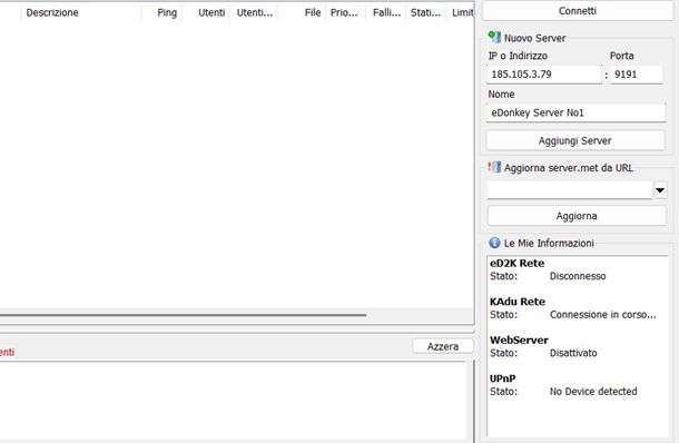 aggiungere server su emule adunanza