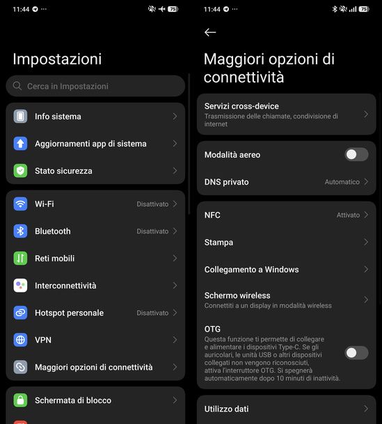 Togliere modalità aereo dalle impostazioni Xiaomi