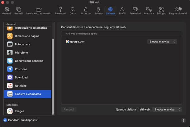 Bloccare i popup su Safari