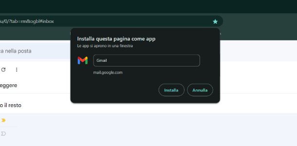 Installare Gmail come app Chrome