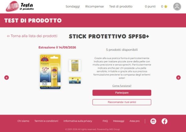 Testa il prodotto