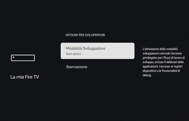 modalit&agrave; sviluppatore fire stick