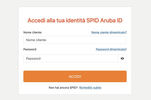 Accesso al Selfcare SPID Aruba