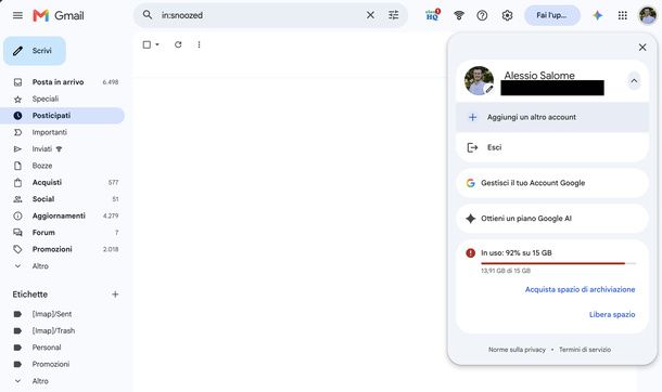 Aggiungere un altro account Gmail PC