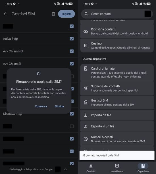 Importare contatti dalla SIM Android
