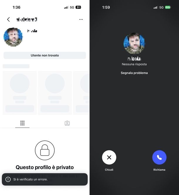 utente bloccato Instagram