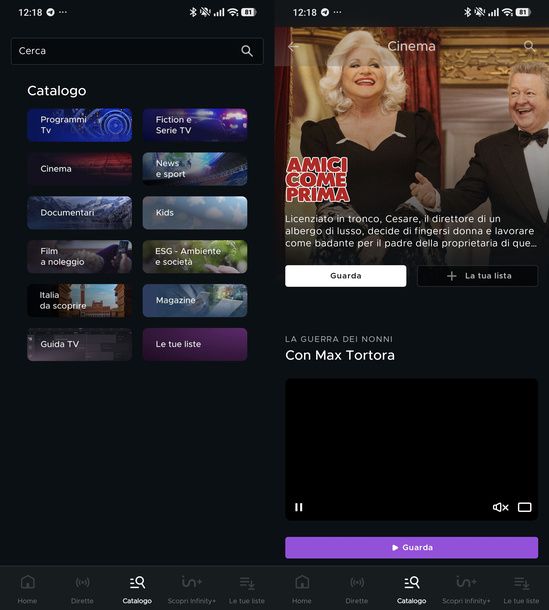 Trovare film gratis Mediaset Infinity Android