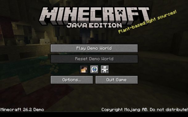 Avviare la demo di Minecraft Mac