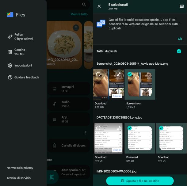 schermate app Files di Google