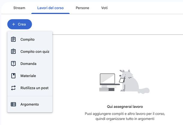 Creare un compito su Classroom docente computer
