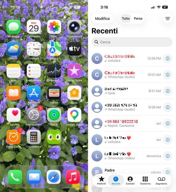 chiamate perse iPhone