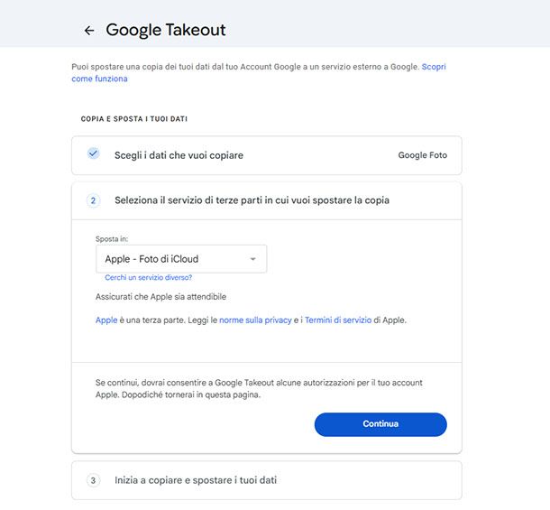 Spostare le foto da Google Foto a iCloud