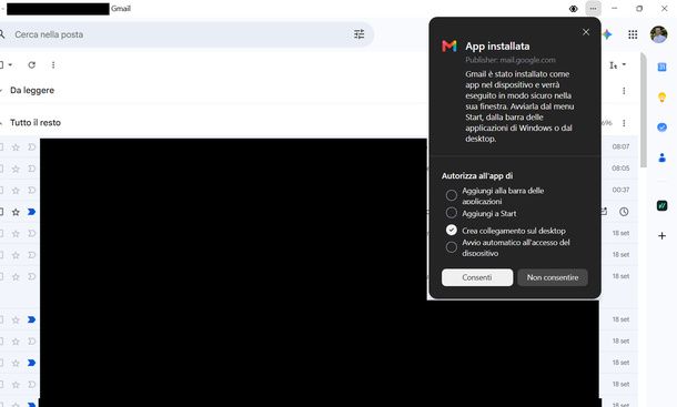 Installare Gmail come app Edge