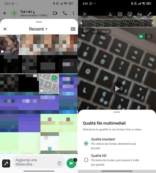 Invio video pesanti HD su WhatsApp