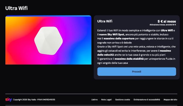 attivazione Sky Wifi Ultra da area MySky sul Web