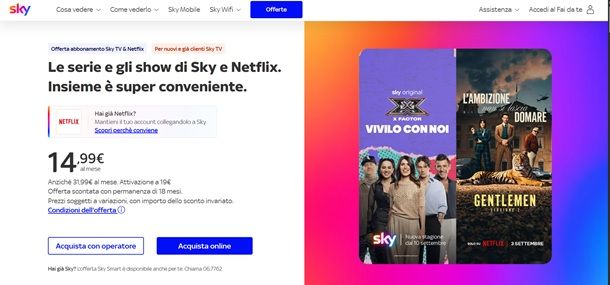 offerta sky TV + netflix