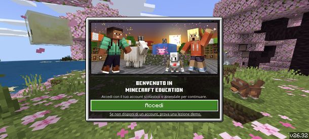 Provare lezione demo Minecraft Education Android