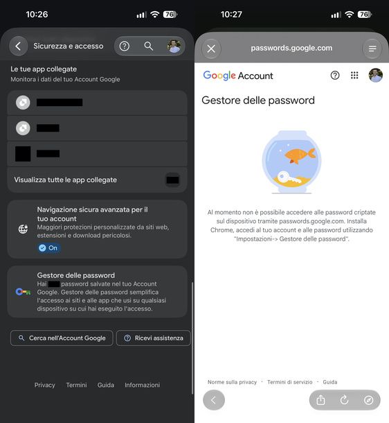 Gestore password app Google iPhone