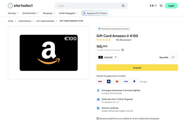 Gift card Amazon Startselect