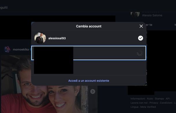 Cambiare account Instagram da PC