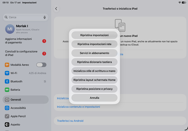 ripristino impostazioni di rete ipad e iphone