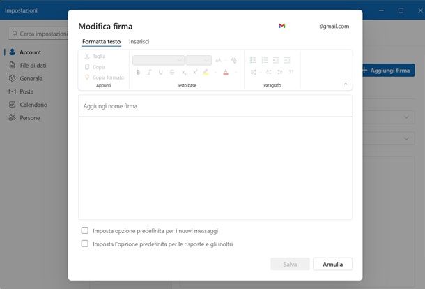 apporre firma su outlook