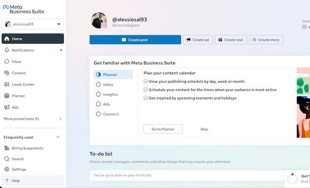 Aprire Meta Business Suite da Instagram PC