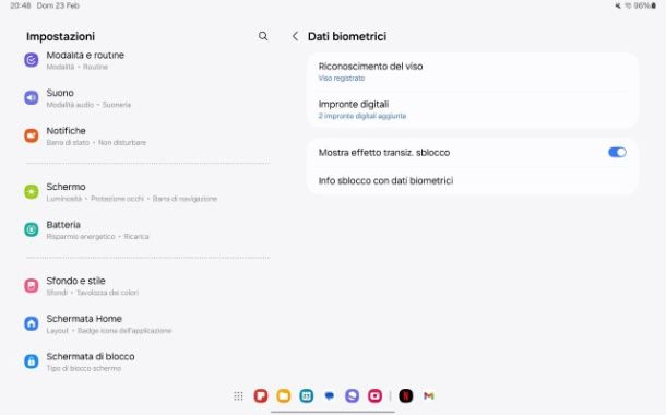 Come sbloccare tablet Samsung con sistemi biometrici
