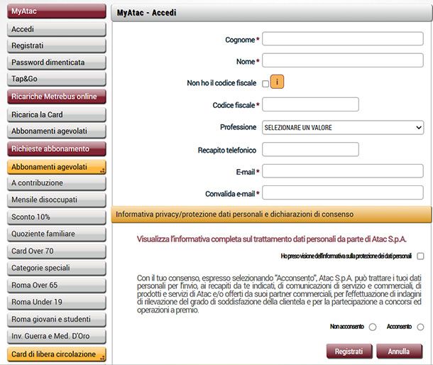 Registrazione MyAtac